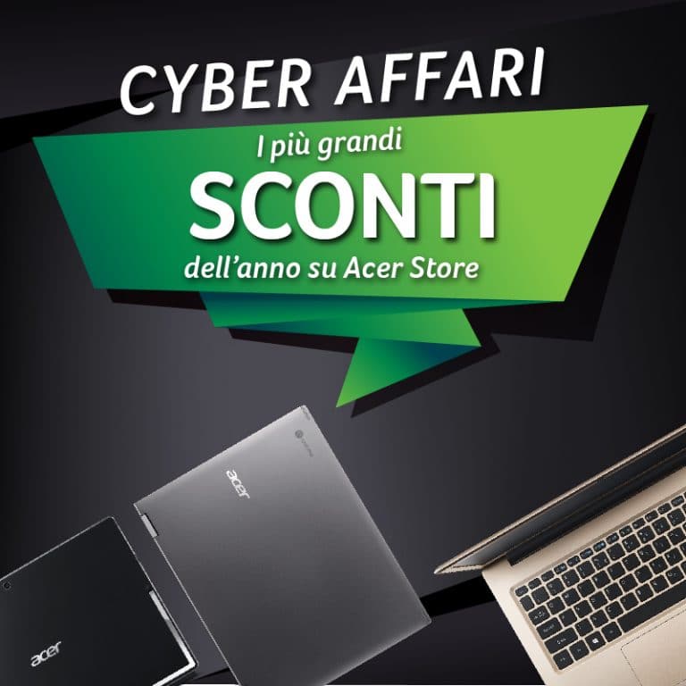 Acer vara i Cyber Affari con sconti su notebook, desktop, gaming e accessori