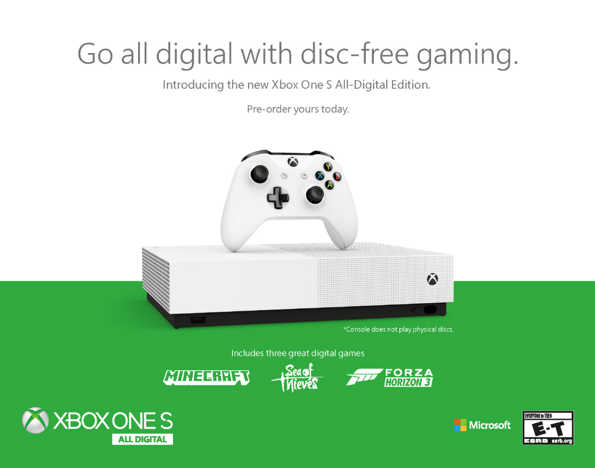 Arriva Xbox One S All-Digital Edition, in Italia a partire dal 7 maggio