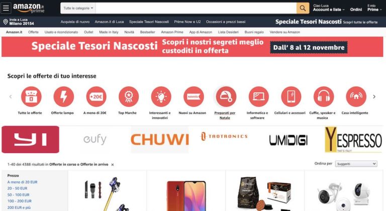 Amazon Speciale Tesori Nascosti: 5 giorni di offerte fino al 12 novembre