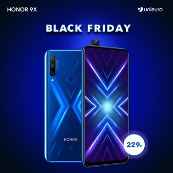 Honor 9X: dal 22 novembre al 2 dicembre a €229 solo negli store Unieuro