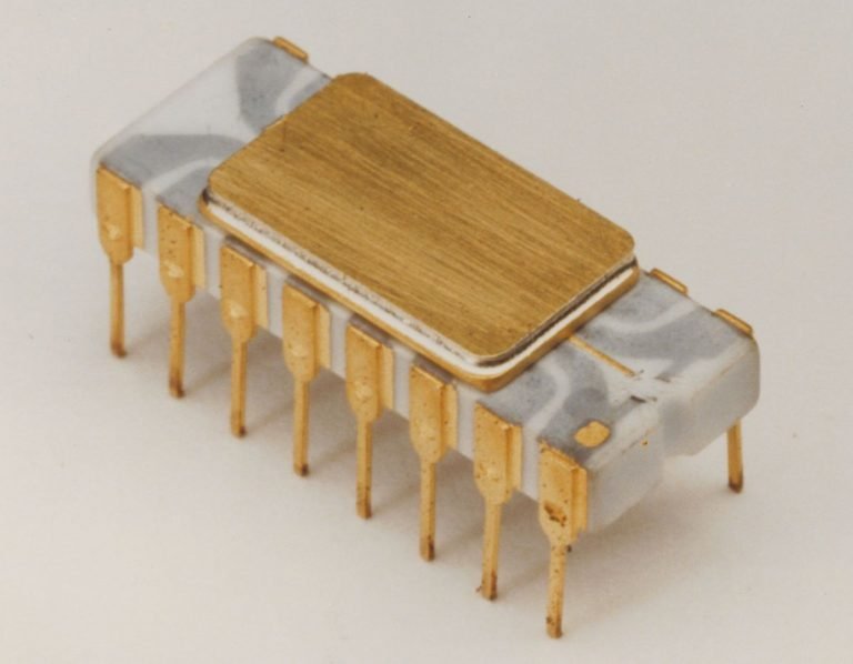 The Intel 4004 chip made its debut in November 1971. (Credit: Intel Corporation)