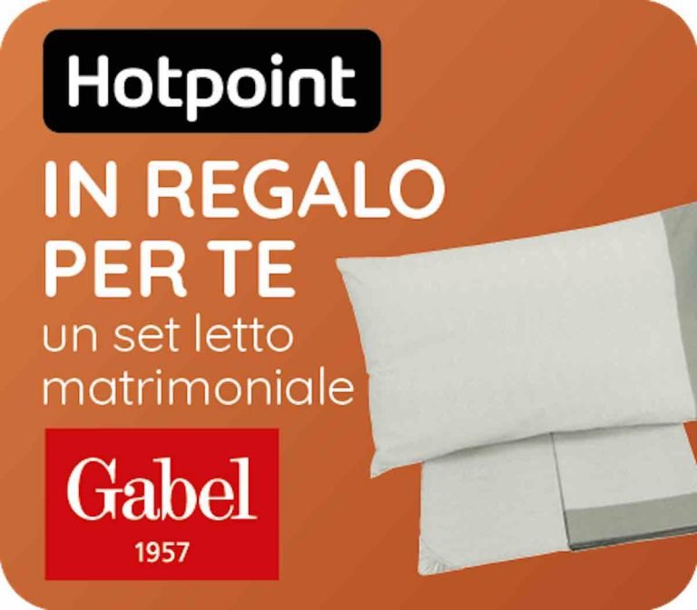 Hotpoint regala un set letto matrimoniale Gabel con l’acquisto di un’asciugatrice